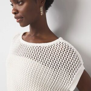 White House Black Market Open-Knit Off-the-Shoulder Banded Bottom Sweater NWT